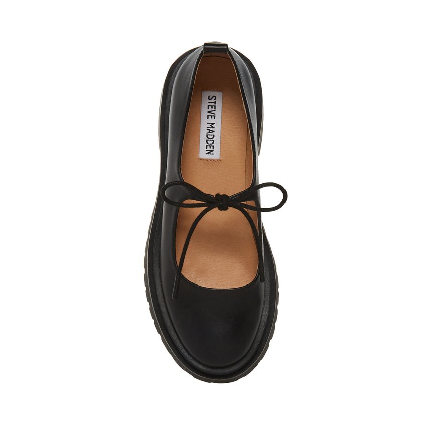 Black Steve Madden Landon Leather Women's Platform Shoes | PH 4531PZQ